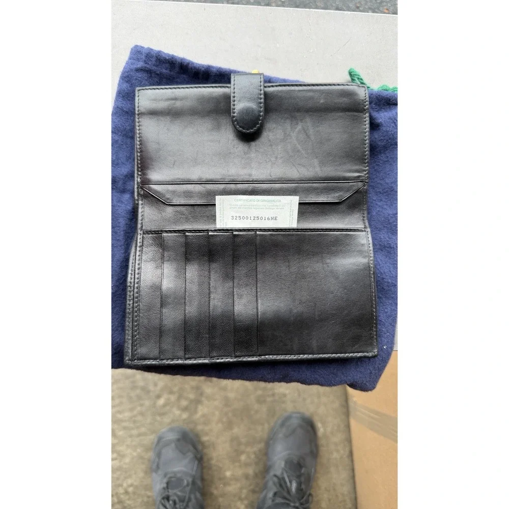Bottega Veneta‎ Black Intrecciato Leather Long Wallet Italy
